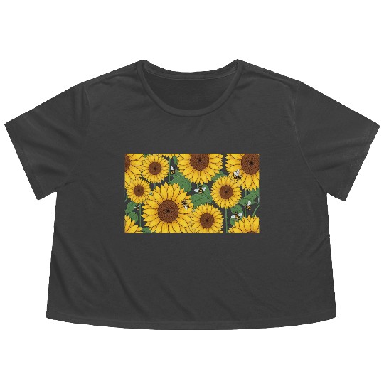 Sunflower Floral Design | Bright & Cheerful Flowy Cropped Tees