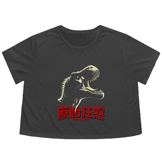 T REX ROARING WITH PRIMAL RAGE Flowy Cropped Tees