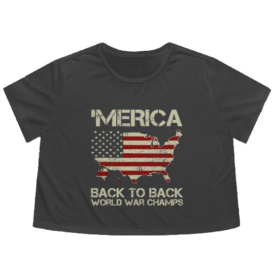 Merica Back to Back Champs Flowy Cropped Tees