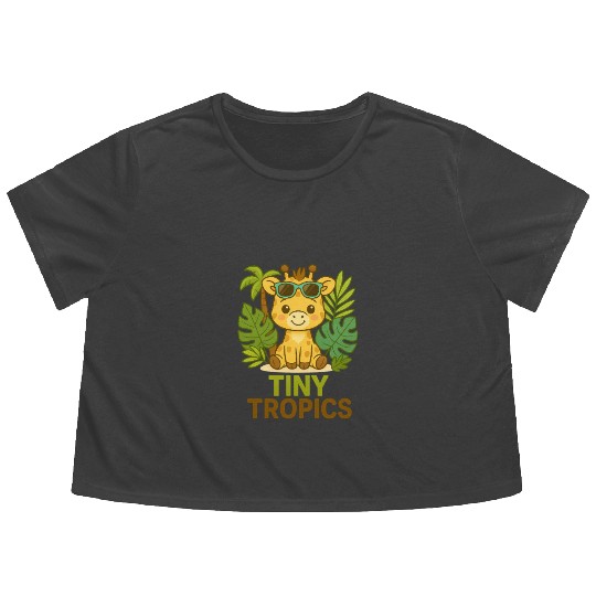 Tiny Tropics Giraffe Flowy Cropped Tees