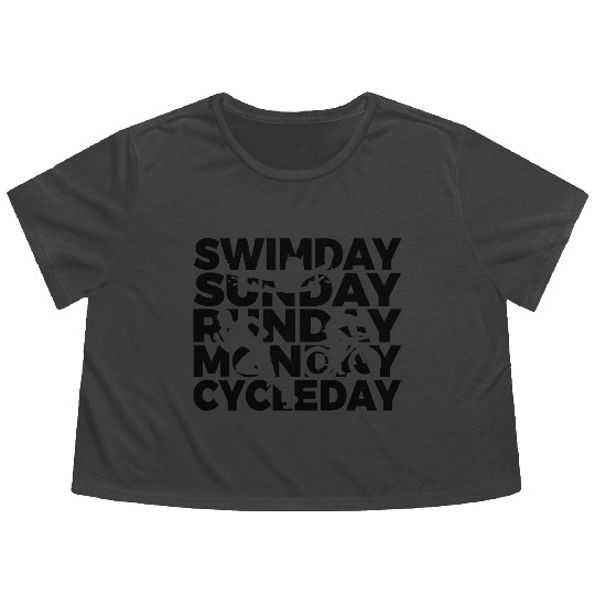 Swimday Sunday Runday Monday Cycleday Flowy Cropped Tees