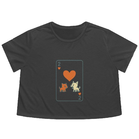 Two Angry Pups of Hearts Flowy Cropped Tees