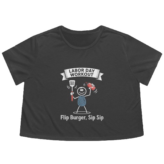 Workout Reps of Flip Burger Sip Sip Labor Day Flowy Cropped Tees