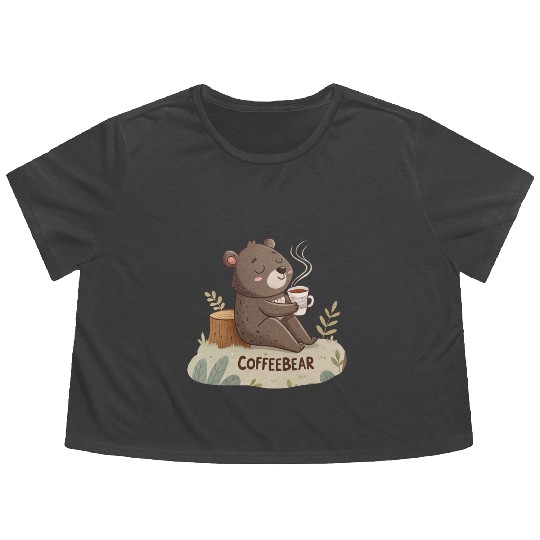 Brewster the Coffee Cub Flowy Cropped Tees