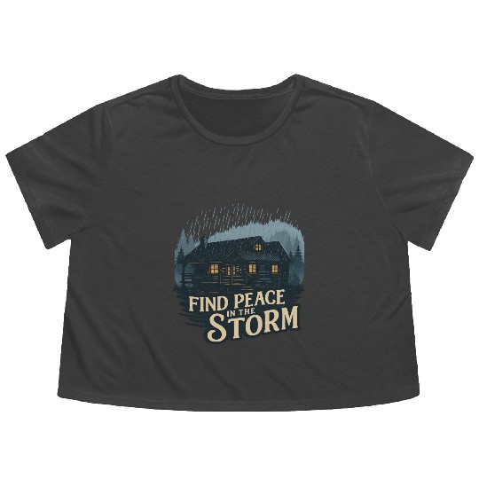Find Peace in the Storm Cabin Retreat Flowy Cropped Tees