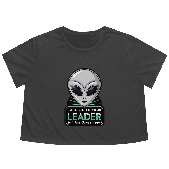 Take Me To Your Leader Alien Rave Retro 2000s Y2K Flowy Cropped Tees