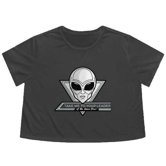 Take Me To Your Leader Alien Rave Retro 2000s Y2K Flowy Cropped Tees
