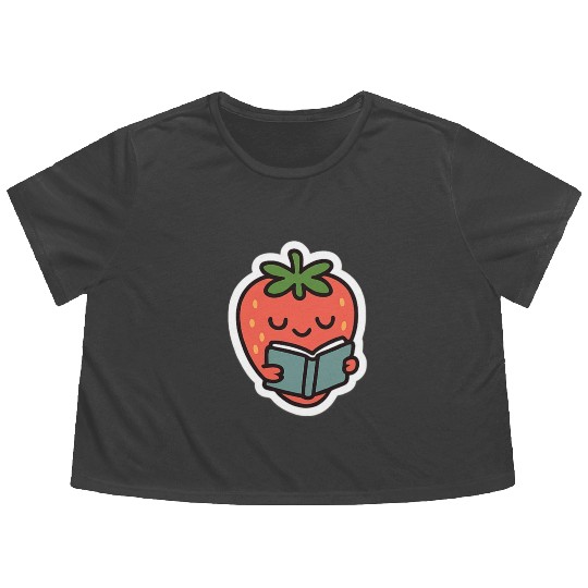 Bookish Strawberry Flowy Cropped Tees