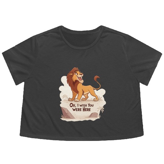 Lonely Lion Longing Flowy Cropped Tees