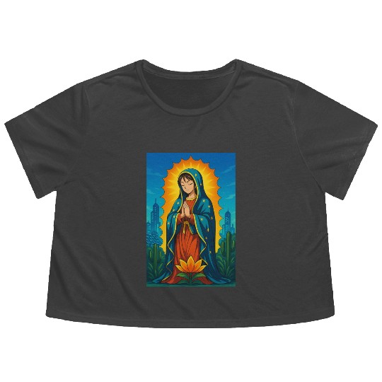 GUADALUPE VIRGEN ANIME STYLE Flowy Cropped Tees