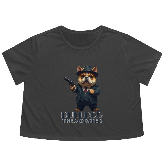 Bulldog the Mobster Flowy Cropped Tees
