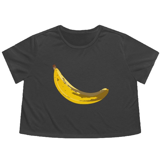 Overripe Banana with Brown Spots Illustration Flowy Cropped Tees