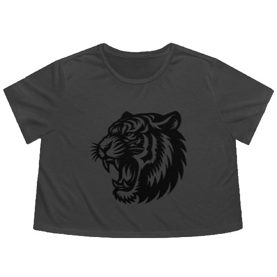 Roaring Tiger Outline Flowy Cropped Tees