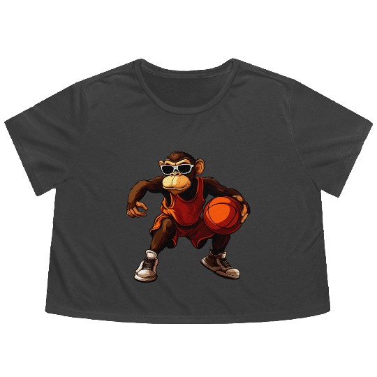Monkey basketball Flowy Cropped Tees