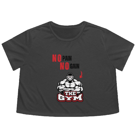 No Pain No Gain – Strongman Gorilla Gym  Flowy Cropped Tees
