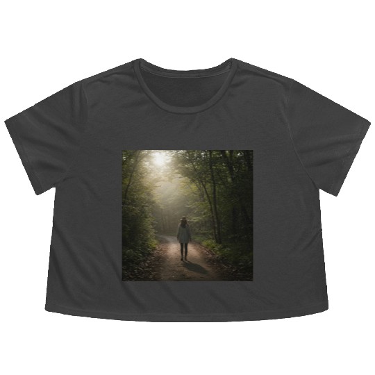 Enchanted Forest Path Illustration Flowy Cropped Tees