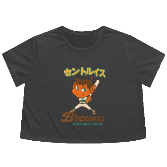 Vintage St Louis Browns Baseball Japan Version Flowy Cropped Tees