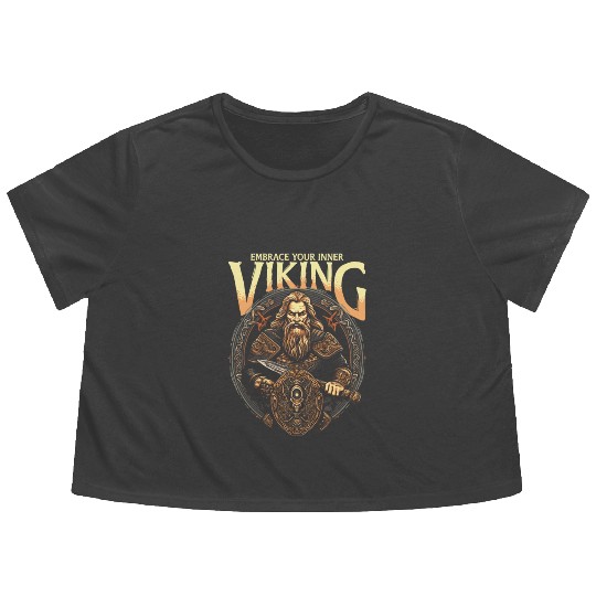 Viking Mythology Pagan Embrace Your Inner Viking Flowy Cropped Tees