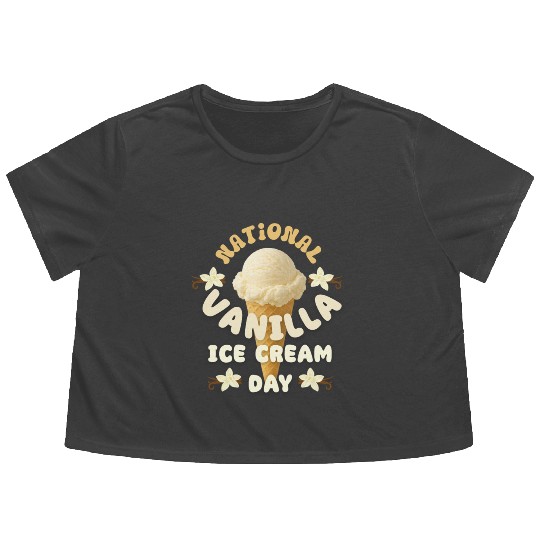 National Vanilla Ice CreaM Day Design Flowy Cropped Tees