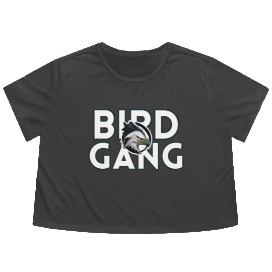 Eagle Head Bird Gang Logo Design Flowy Cropped Tees