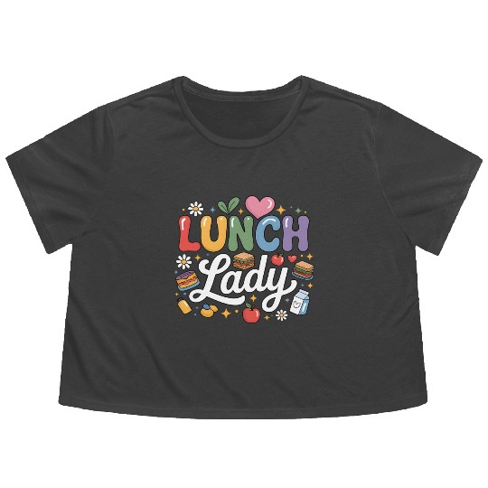 Lunch Lady Back To School Teachers Students Flowy Cropped Tees