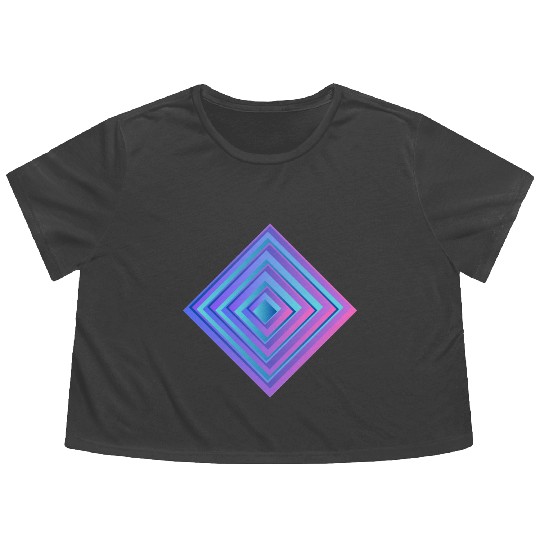 Geometric Neon Square Pattern Flowy Cropped Tees