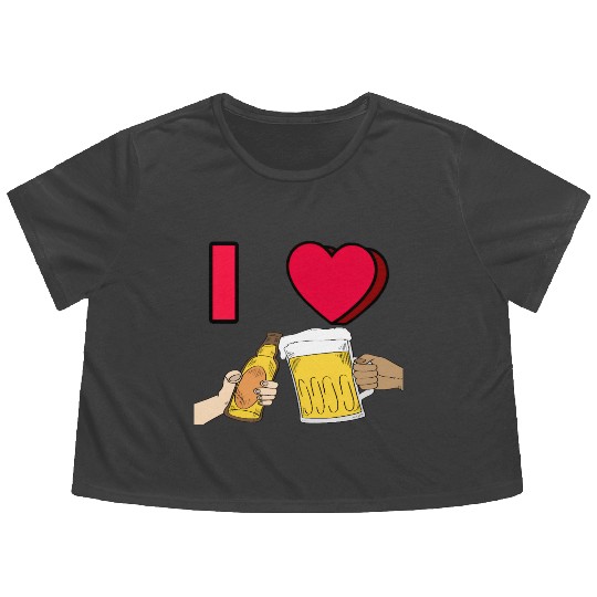 I LOVE BEER #1 Flowy Cropped Tees