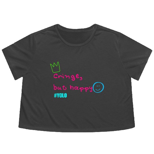 Cringe but happy Flowy Cropped Tees