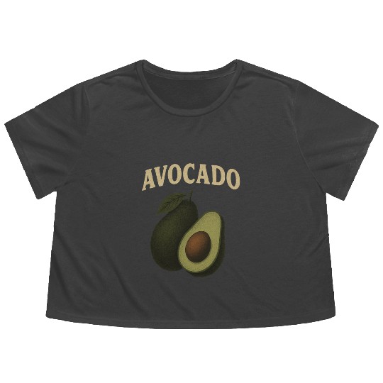 Avocado Botanical Illustration Flowy Cropped Tees