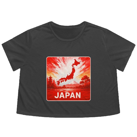 Japan - Land Of The Rising Sun Flowy Cropped Tees