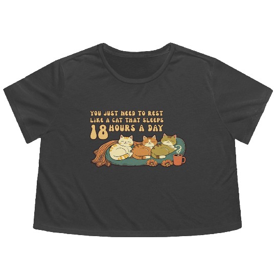 Relaxing Cat Nap Quote Design Flowy Cropped Tees