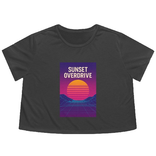 Sunset Overdrive – Vaporwave Summer Vibes Flowy Cropped Tees