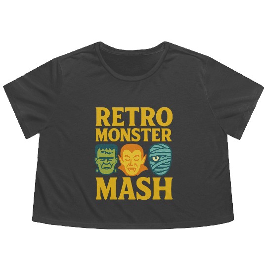 Retro Monster Mash Flowy Cropped Tees Design