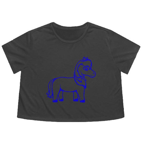 Horse Sweet Pony Foal Horse Girl Cute Comic Fun Flowy Cropped Tees