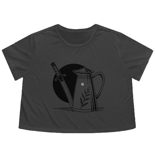 a milk frothing pitcher with a katana Flowy Cropped Tees