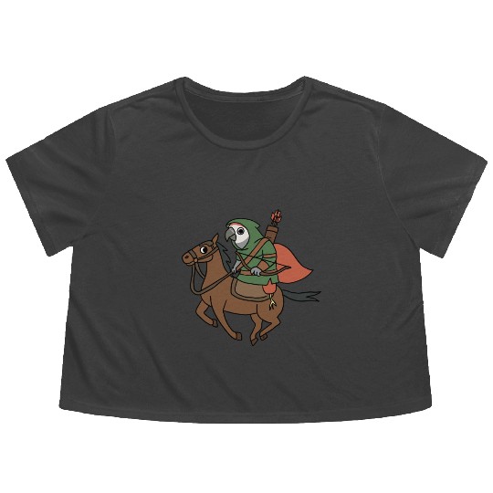 Epic Archer Parrot Riding Horse Flowy Cropped Tees