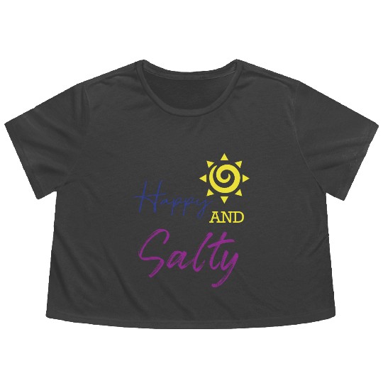 Happy & Salty Sun Design Flowy Cropped Tees