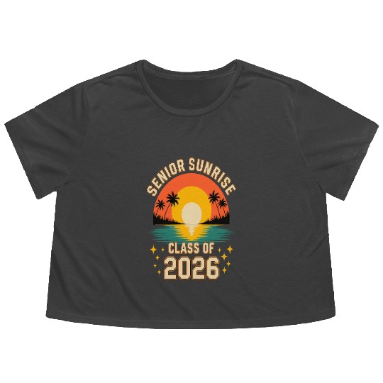 Senior Sunrise 2026 High School Graduation Flowy Cropped Tees