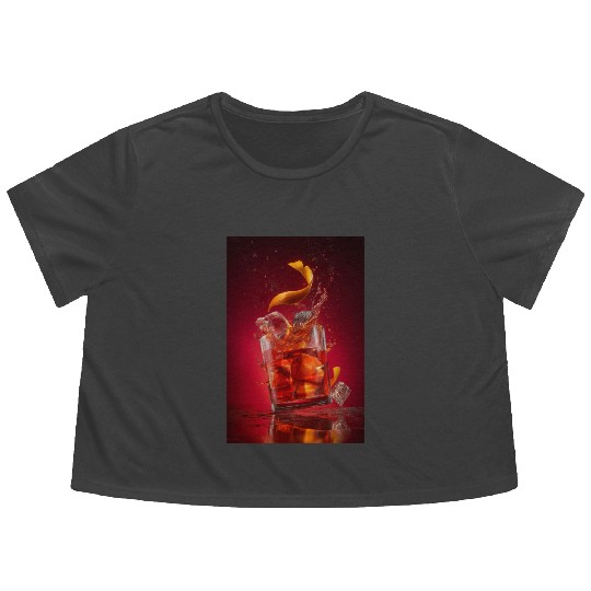 Splashing Negroni Cocktail Flowy Cropped Tees