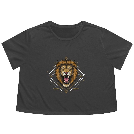 Roaring Lion Geometric Print – Bold Urban Style Flowy Cropped Tees