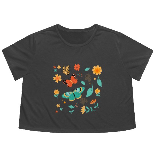 Autumn Botanical Flowy Cropped Tees