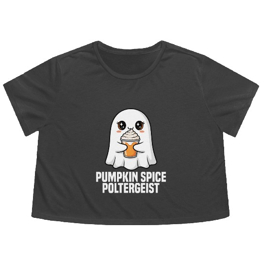 PUMPKIN SPICE POLTERGEIST - GHOST HALLOWEEN Flowy Cropped Tees