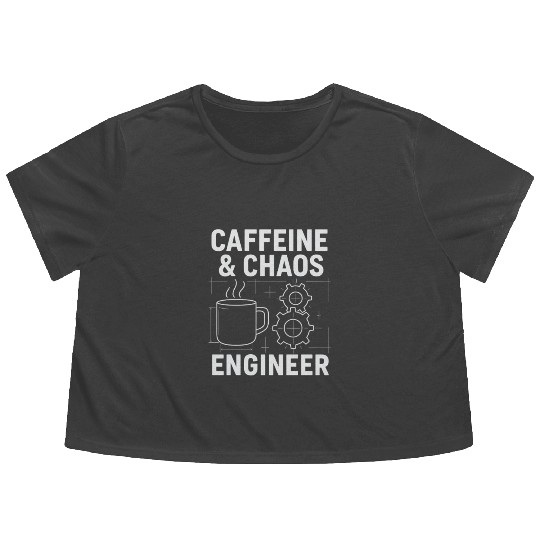 Caffeine & Chaos Engineer - Funny Coffee Tech Gift Flowy Cropped Tees