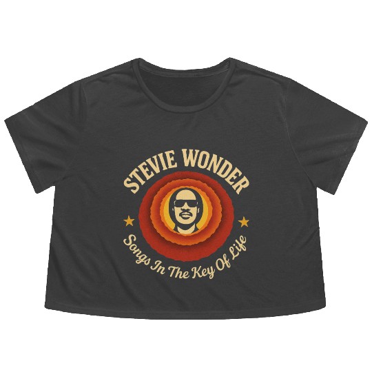 Stevie Wonder Flowy Cropped Tees rtro vintage Songs in the