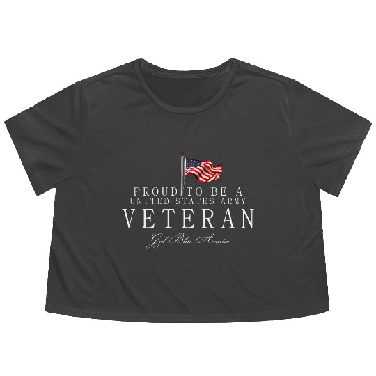 Proud To Be A US Army Veteran Flowy Cropped Tees