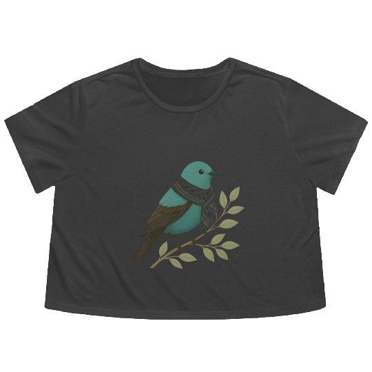 Palestine Sunbird with Keffiyeh and Olive Branch Flowy Cropped Tees
