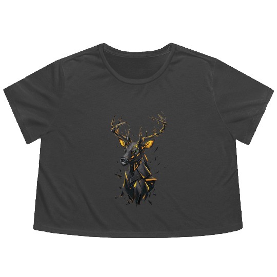 Geometric Stag Illustration for Apparel Flowy Cropped Tees
