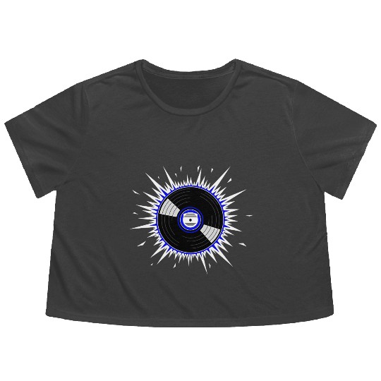 Vinyl Record Starburst Design Flowy Cropped Tees