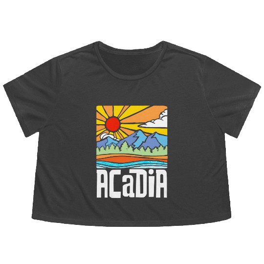 Acadia National Park Artistic Nature & Mountains Flowy Cropped Tees