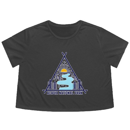 Acadia National Park Camping Scene Flowy Cropped Tees